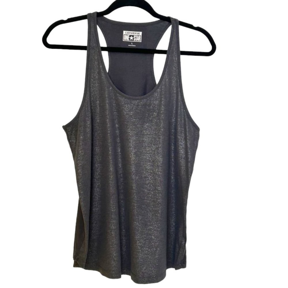 Converse One Star Silver Sparkle Racerback Tank Top